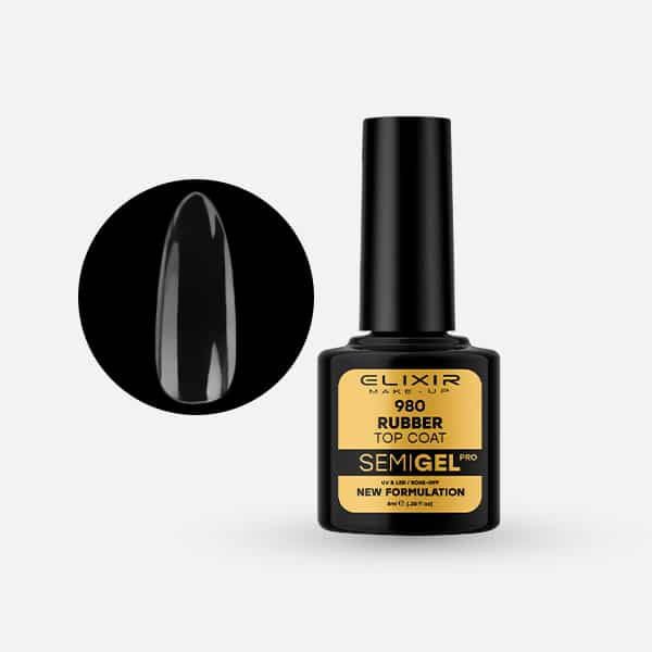 Elixir Semi Gel #980 Rubber Top Coat fixálásmentes, erősítő, önterülő 8 ml